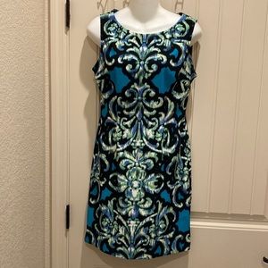 Laura Petites Women’s Sz 6 Multicolor Aztec Sheath Dress Zipper Back Sleeveless